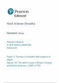 Mark Scheme (Results) Summer 2024 Pearson Edexcel In GCE History (9HI0/33) Advanced Paper 3: Themes in breadth with aspects in depth Option 33: The witch craze in Britain, Europe and North America, c1580–c1750