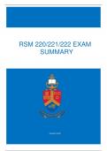 RSM 220, 221, 222 Exam Summary