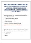 NATIONAL PILATES CERTIFICATION EXAM  NEWEST ACTUAL EXAM WITH COMPLETE  QUESTIONS AND DETAILED VERIFIED  ANSWERS GRADED A+ | 100% VERIFIED |  2024 UPDATE!!!