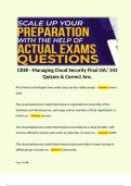 C838 - Managing Cloud Security Final OA/ 343 Quizzes & Correct Ans.