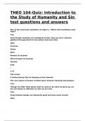 THEO 104-Quiz Introduction to the Study of Humanity and Sin test questions and answers.