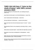 THEO 104 LUO Quiz 3 Intro to the study of Jesus with 100- correct answers 2025