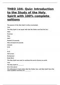 THEO 104- Quiz Introduction to the Study of the Holy Spirit with 100- complete soltions.