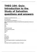 THEO 104- Quiz Introduction to the Study of Salvation questions and answers.