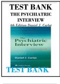 Test Bank for The Psychiatric Interview 4th Edition by Daniel Carlat Chapter 1-18 100% Guarantee Pass