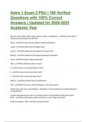 Astro 1 Exam 2 PSU: 100 Verified Questions with 100% Correct Answers | Latest 2024 Update