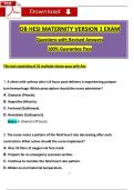 2024 HESI OB Maternity Version 1 Exam Questions and Verified Answers, 100% Guarantee Pass