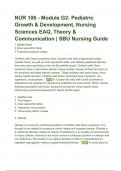 NUR 106 - Module G2: Pediatric Growth & Development, Nursing Sciences EAQ, Theory & Communication | SBU Nursing Guide