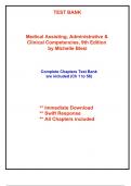 Test Bank for Medical Assisting, Administrative & Clinical Competencies, 9th Edition by Blesi (All Chapters included)