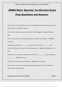 AWWA Water Operator Certification Exam Prep Questions and Answers