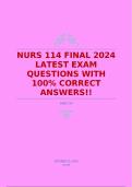 NURS 114 FINAL 2024 LATEST EXAM QUESTIONS WITH 100% CORRECT ANSWERS A+