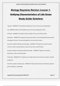 Biology Keystone Review: Lesson 1- Unifying Characteristics of Life Exam Study Guide Solutions