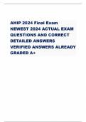 AHIP 2024 Final Exam NEWEST 2024 ACTUAL EXAM QUESTIONS AND CORRECT DETAILED ANSWERS VERIFIED ANSWERS ALREADY GRADED A+