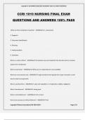 CCRI 1010 NURSING FINAL EXAM QUESTIONS AND ANSWERS 100% PASS