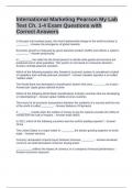 International Marketing Pearson My Lab Test Ch. 1-4 Exam Questions with Correct Answers