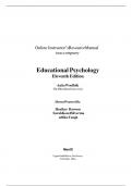 Instructor’s Resource Manual to accompany Educational Psychology Eleventh Edition Anita Woolfolk, All Chapters ||Complete Guide A+