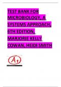 Test Bank for Microbiology, A Systems Approach, 6th Edition, Marjorie Kelly Cowan, Heidi Smith. A+ GRADE 2024/2025