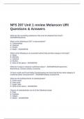 NFS 207 Unit 1 review Melanson URI Questions & Answers