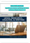 Solution Manual for Legal Research, Analysis, and Writing 5th Edition by Putman & Albright ISBN: 9780357619445, All 19 Chapters Covered, Verified Latest Edition