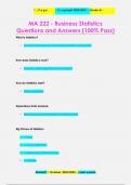 MA 222 - Business Statistics Questions and Answers (100% Pass