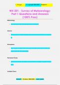 WX 201 - Survey of Meteorology:  Part 1 Questions and Answers (100% Pass)