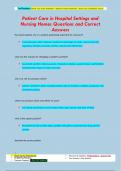 Patient Care in Hospital Settings and  Nursing Homes Questions and Correct  Answers