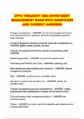 CPFO TREASURY AND INVESTMENT MANAGEMENT EXAM WITH QUESTIONS AND CORRECT ANSWERS