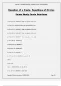 Equation of a Circle, Equations of Circles Exam Study Guide Solutions