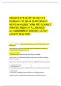 ORGANIC CHEMISTRY MODULE 8 PORTAGE 219 FINAL EXAM|BRAND NEW EXAM QUESTIONS AND CORRECT VERIFIED ANSWERS ALL GRADED A+|GUARANTEED SUCCESS|LATEST UPDATE 2024-2025