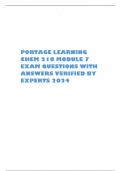 PORTAGE LEARNING CHEM 210 MODULE 7 EXAM QUESTIONS WITH ANSWERS VERIFIED BY EXPERTS 2024 