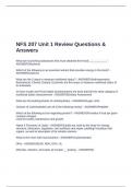 NFS 207 Unit 1 Review Questions & Answers