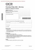 Actual 2024 OCR GCSE Religious Studies J625/04: Buddhism beliefs and teachings & practicesMerged Question Paper + Mark Scheme