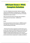 MKG420 Exam 1 With Complete Solution