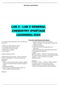 LAB 2 - LAB 2 GENERAL CHEMISTRY (PORTAGE LEARNING) 2024