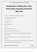 Fundamentals of Mathematics I Final Exam Practice Questions and Answers 100% Pass