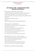 An Inspector Calls - Paragraph Plans Exam Questions And Answers