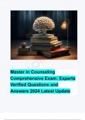 Master in Counseling Comprehensive Exam: Experts Verified Questions and Answers 2024 Latest Update