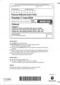 Pearson Edexcel Level 3 GCE History Advanced PAPER 3: Themes in breadth with aspects in depth Option 38.1: The making of modern Russia, 1855–1991 Option 38.2: The making of modern China, 1860–1997 question paper june 2024 9hio/38