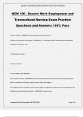 NCM 120 - Decent Work Employment and Transcultural Nursing Exam Practice Questions and Answers 100% Pass