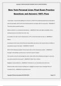 New York Personal Lines Final Exam Practice Questions and Answers 100% Pass