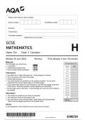 AQA GCSE MATHEMATICS Higher Tier Paper 3 JUNE 2024 QUESTION PAPER