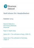 Pearson Edexcel in GCE History (9HI0/2D) Advanced Paper 2: Depth study Option 2D.1: The unification of Italy, c1830–70 Option 2D.2: The unification of Germany, c1840–71  mark scheme june 2024 9hio/2d