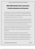 NSG 6002 Health Policy Final Exam Practice Questions and Answers