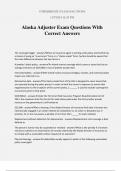 Alaska Adjuster Exam Questions With Correct Answers