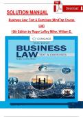 Solution Manual For Business Law: Text & Exercises, 10th Edition by Roger LeRoy Miller, William E. Hollowell, Verified Chapters 1 - 43, Complete Newest Version