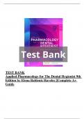 TEST BANK Applied Pharmacology for The Dental Hygienist 9th Edition by Elena Bablenis Haveles ||Complete A+ Guide 