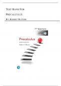 TEST BANK FOR  PRECALCULUS  BY : ROBERT BLITZER  7TH EDITION 