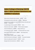 Galen College of Nursing: NU110 Quiz 1 2024 Updated Questions and CORRECT Solutions 