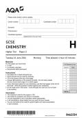 AQA GCSE CHEMISTRY Higher Tier Paper 2 JUNE 2024 QUESTION PAPER AND MARK SCHEME