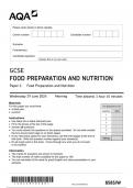 AQA GCSE FOOD PREPARATION AND NUTRITION Paper 1 JUNE 2024 QUESTION PAPER: Food Preparation and Nutrition